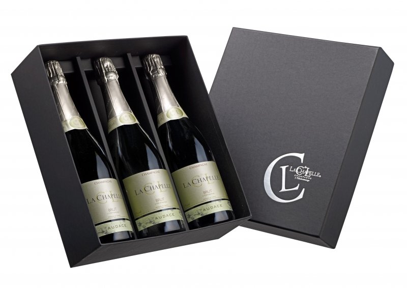 Champagne : Coffret 3 bouteilles  Champagne 1er cru Cl. de la Chapelle